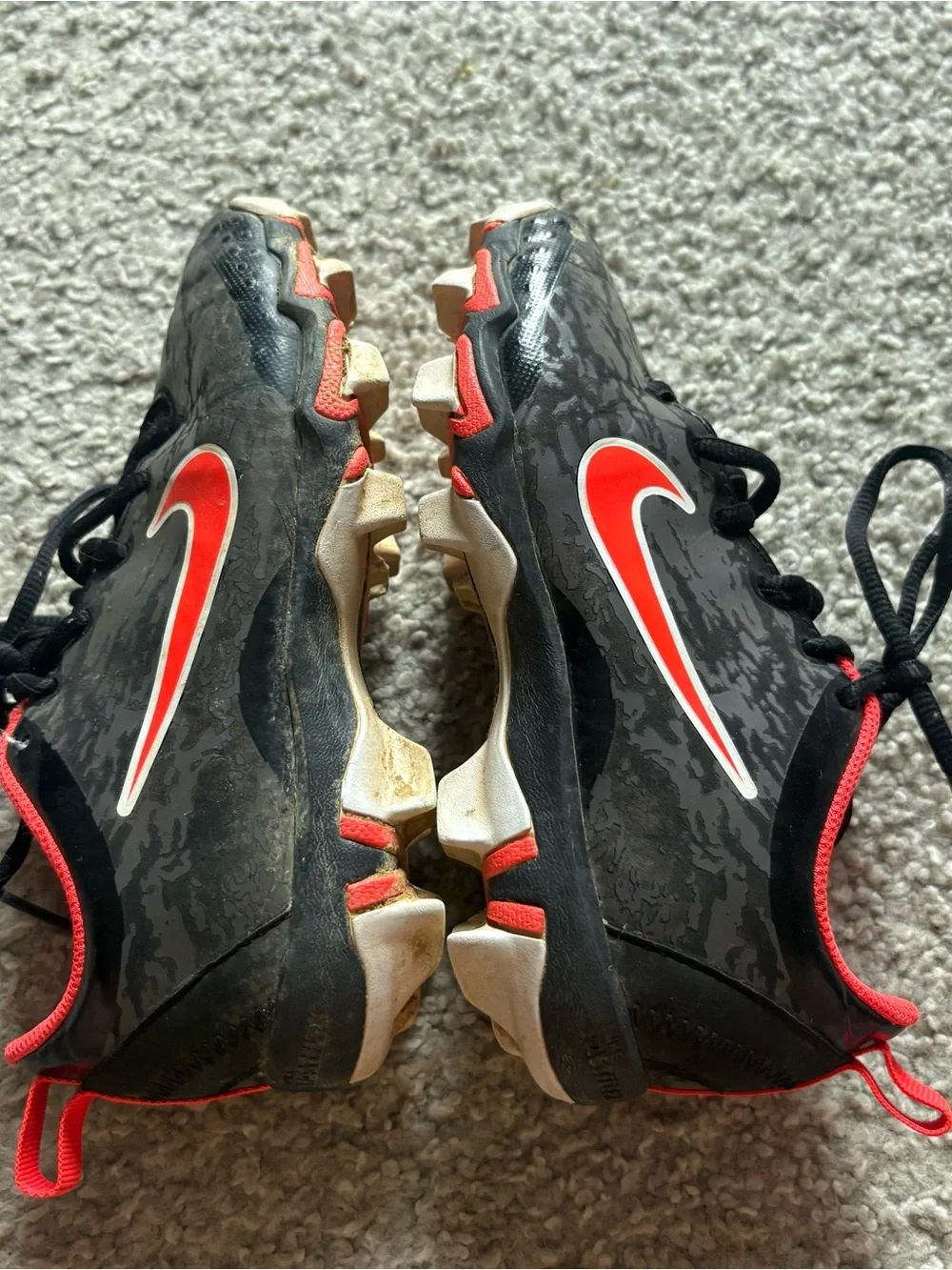 Nike Black Pink Red Neon Softball Cleats Sz 1.5 Youth Kids Shoes